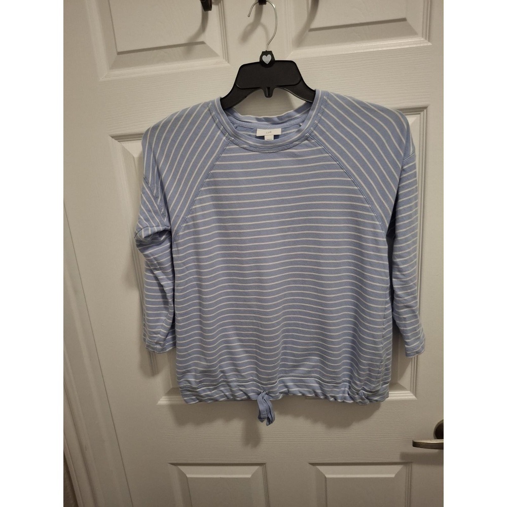 3/$15 J Jill Size XS Light Blue White Stripes Drawstring Long Sleeves‎ Top